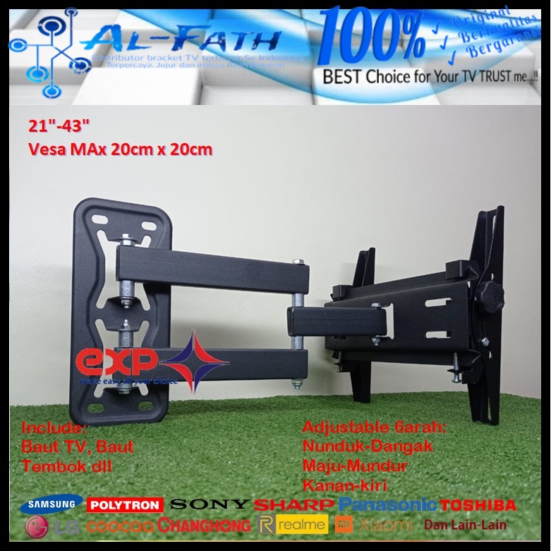 Bracket TV POLYTRON 14 s/d 43 inch 6 ARAH FULL BESI SUPER KOKOH GARANSI 100% ORI