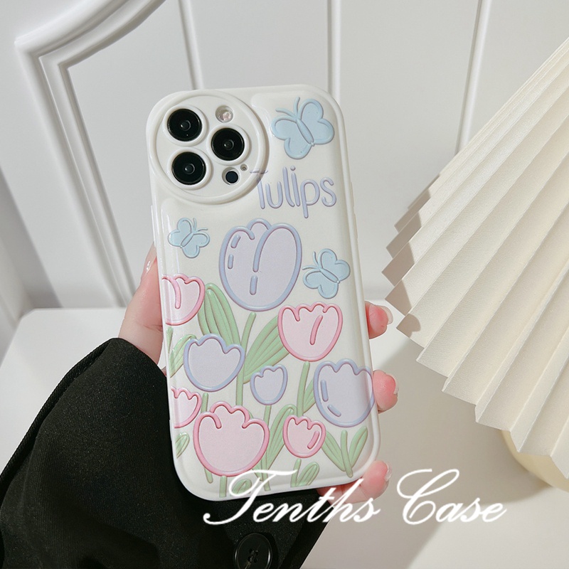 Soft Case Pelindung Desain Bunga Tulip Kupu-Kupu 50A 6i Untuk Realme C35 C31 C30 GT 10 9 Pro + C25Y C21Y C25 C25 C25s C12 C21 C20 C11 C17 7i C15 8 7 6 5 Pro