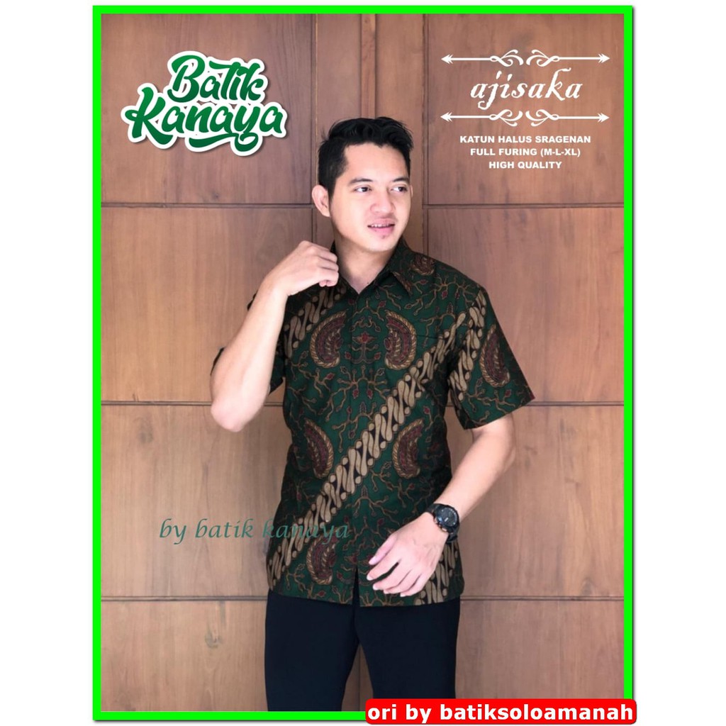 Ajisaka Kemeja Batik Pria Solo Lengan Pendek FULL FURING Kanaya Batiksoloamanah GITARJA GINANDRA SUK