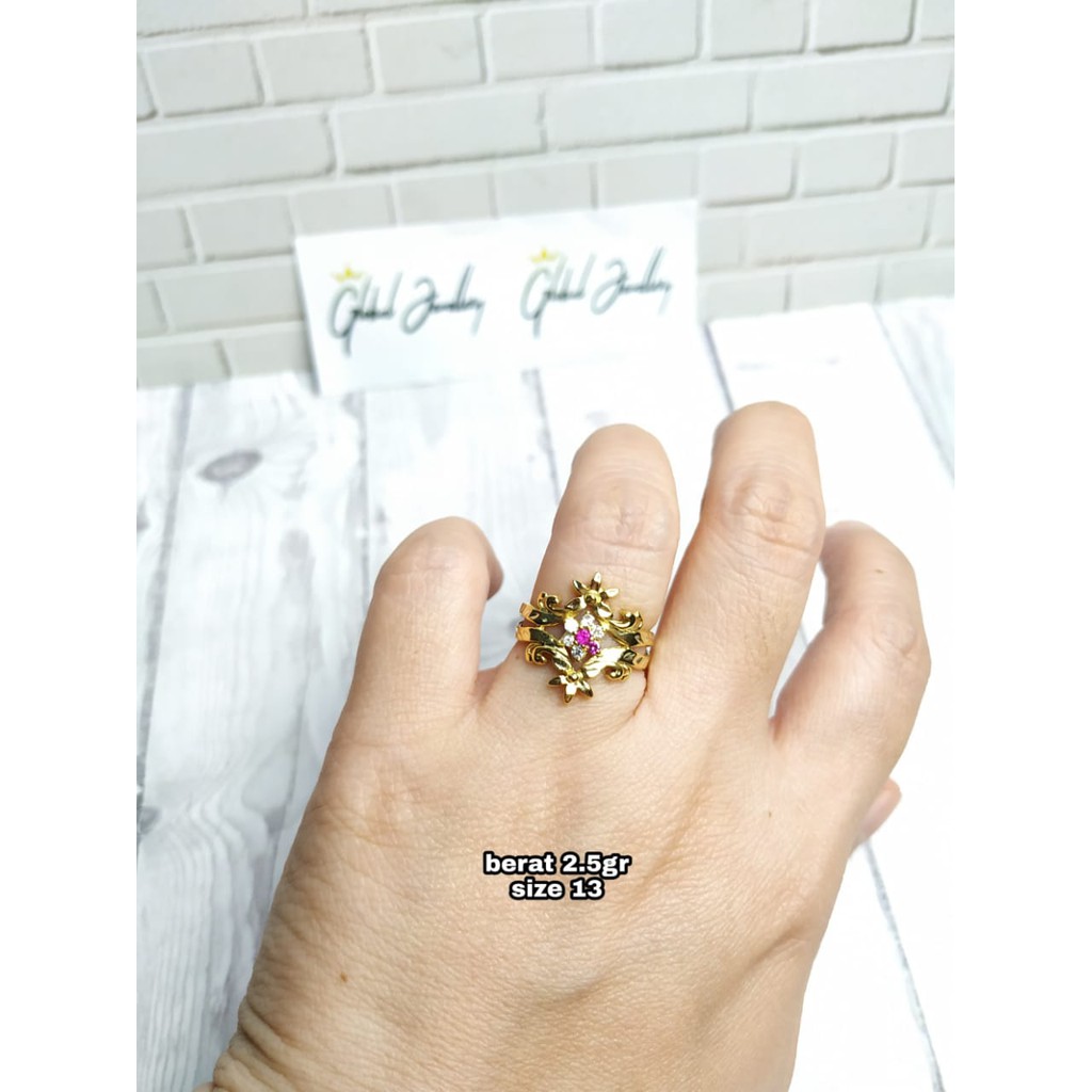 CINCIN BUNGA CROWN MATA GOLD PERAK ASLI S925 GLOBAL JEWELLERY CH007