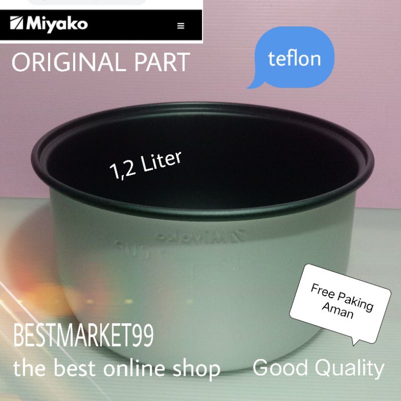 PANCI TEFLON MIYAKO 1,2 LITER ORIGINAL  LOGO MIYAKO GOOD QUALITY FREE PAKING DOBEL KARTON PLUS BUBLE...AMAN