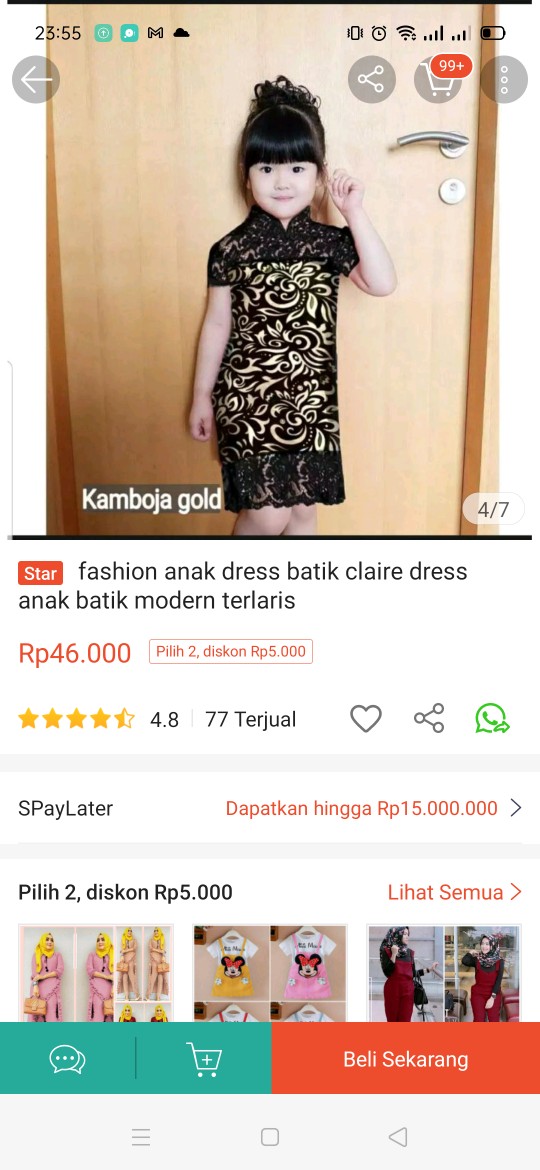 Fashion Anak Dress Batik Claire Dress Anak Batik Modern Terlaris