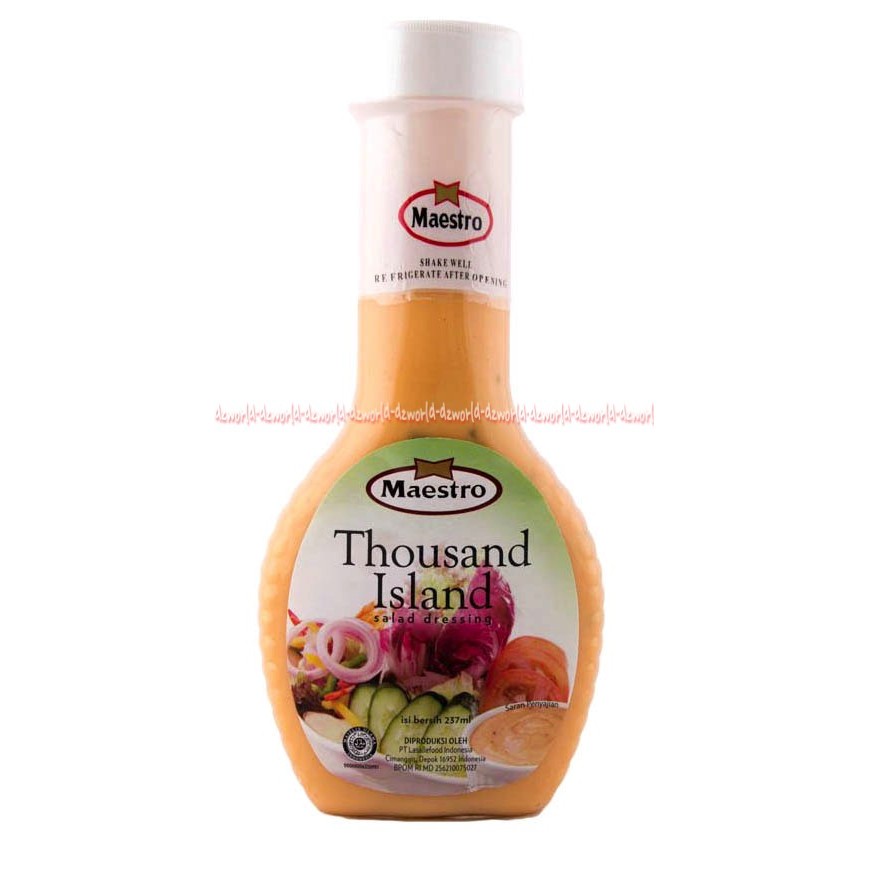 

Maestro Thousand Island 237ml Salad Dressing Tousand Iland Kemasan Botol Saos Saus Salad Mayonais Salad Dressing Mayones Mayonnes Kuning