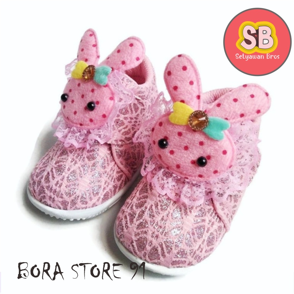 SEPATU BABY MOTIF KELINCI USIA 1-2 TAHUN - 23, Fanta