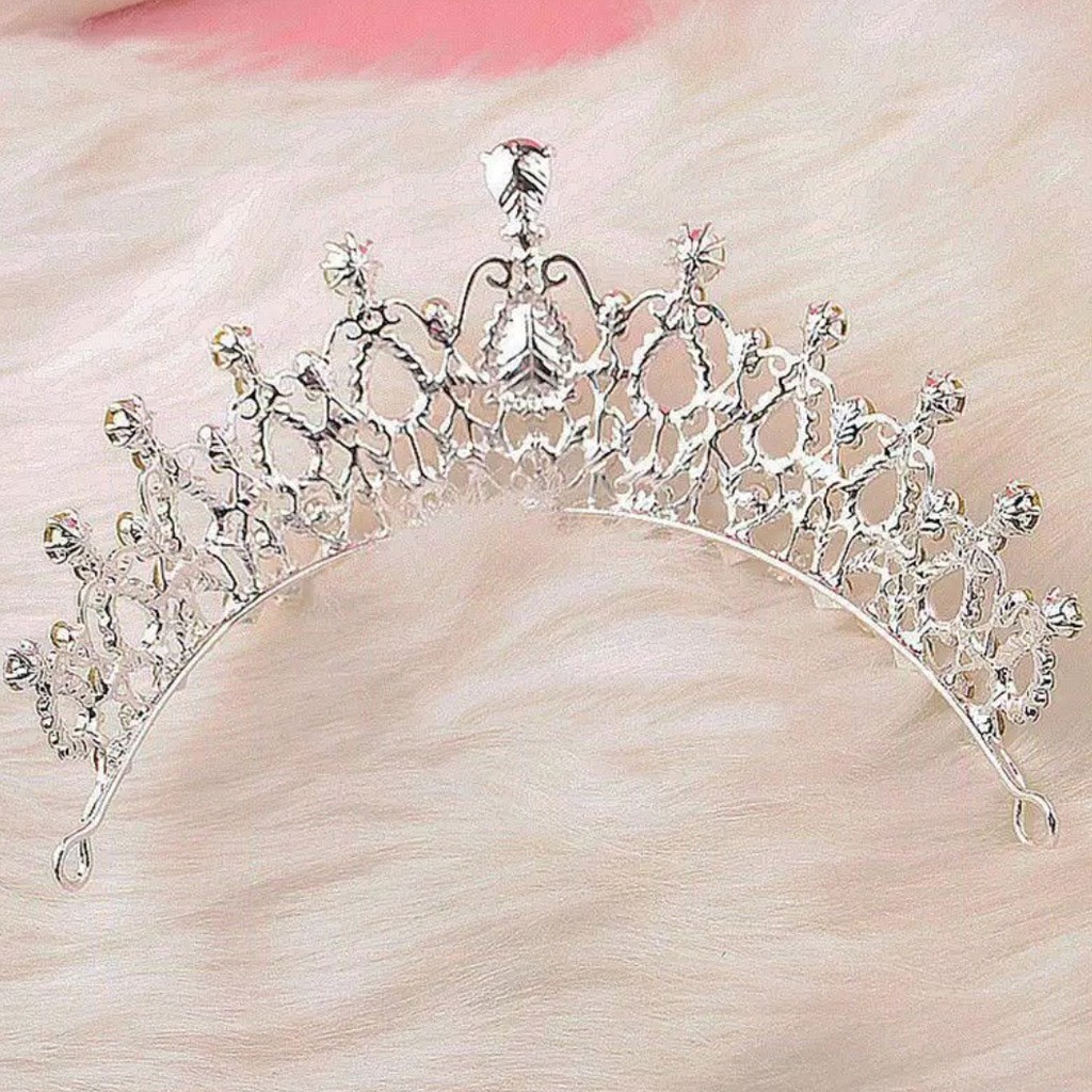 Sparkly White Crown - Hiasan Hijab / Aksesories Rambut / Kepala - Mahkota Elegan