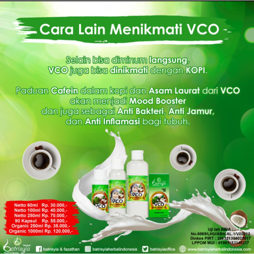 

VCO (Virgin Coconut Oil) Minyak Sejuta Manfaat