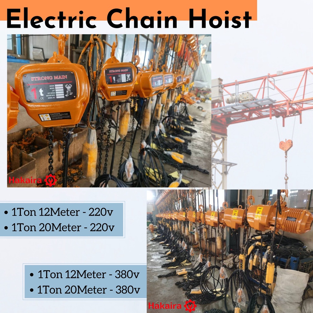 electric chain hoist 1 Ton x 12 mtr 220V 1 phase