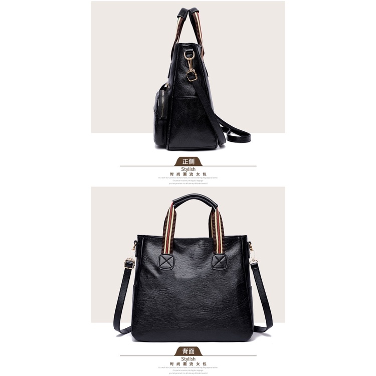 Tas Messenger handbag kapasitas besar Tas punggung wanita ibu-ibu selempang kulit kerja fashion eropa/amerika import multi-pocket