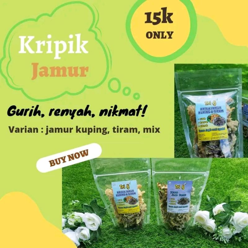 

Tri Jj Kripik Jamur Kuping,Tiram & Mix jamur Kuping Tiram