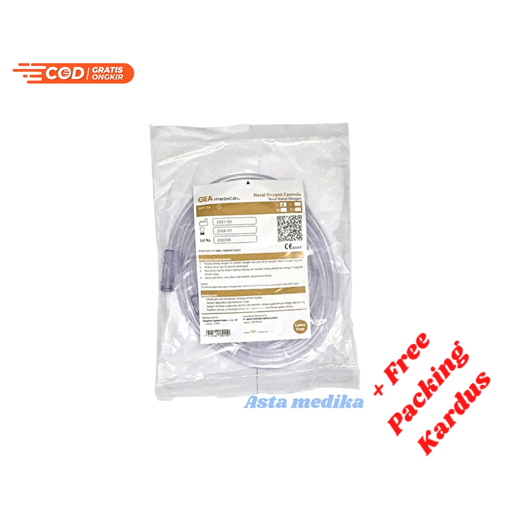 Nasal Oxygen Cannula GEA Anak Bayi Dewasa Selang Oksigen GEA Nasal Oxyflow Gea