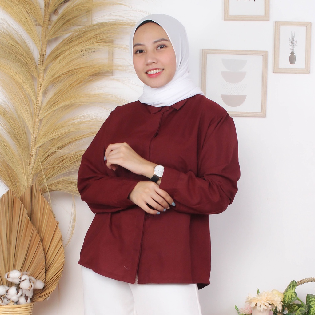 RX Fashion - Flowing Oversize / Kemeja Wanita - BN-MAROON