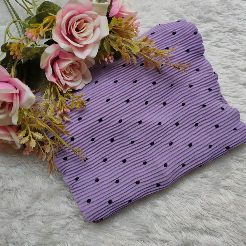 BERGO PLISKET POLKA MH / JILBAB BERGO / BERGO PLISKET MOTIF / JILBAB PLISKET / BERGO TALI / PLISKET POLKA-Ungu