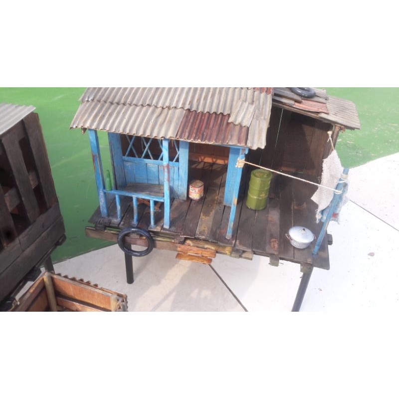 Diorama Hiasan Shallow tank Aquascape rumah jamban custom