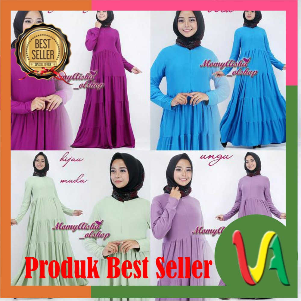 PAKAIAN MUSLIM TERLARIS TERKINI // gamis polos susun baby doll jersey - Putih, XL/ Gamis/ Gamis