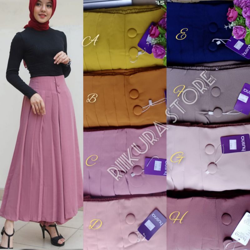 CELANA KULOT HUSNA/ROK KULOT HUSNA KEKINIAN DUA KANCING ATAS BAWAH