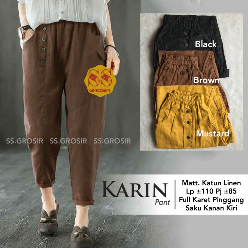 Celana Panjang Wanita Kasual Longgar (LINEN PANTS) Celana Bahan Get Low