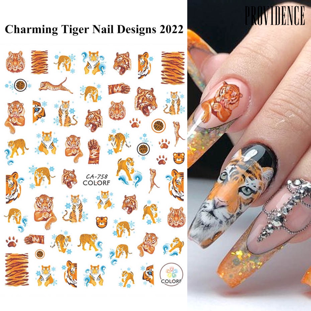 Providence 3pcs / Set Stiker Kuku 3d Ultra Tipis Motif Leopard / Macan Untuk Nail Art / Manicure