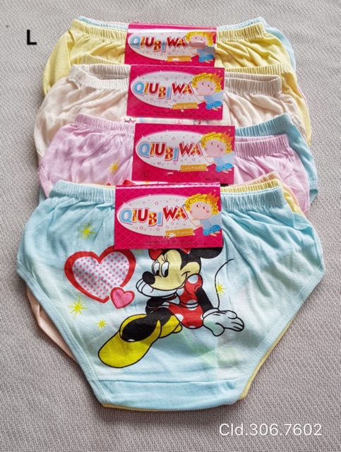 Celana dalam cewek 1-5 tahun isi 6pcs katun sablon minnie kitty mudah kering / pakaian dalam anak