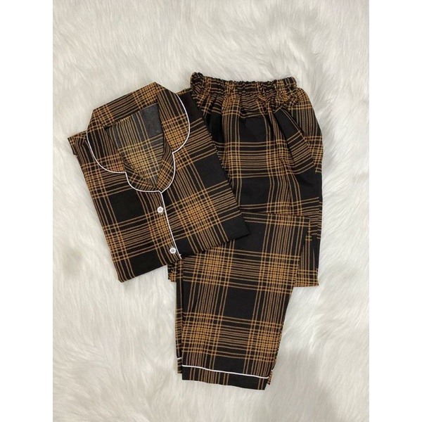 Baju Tidur Wanita/Piyama Wanita Dewasa Katun Motif Daun Part 3-CP GUILLEN BLACK