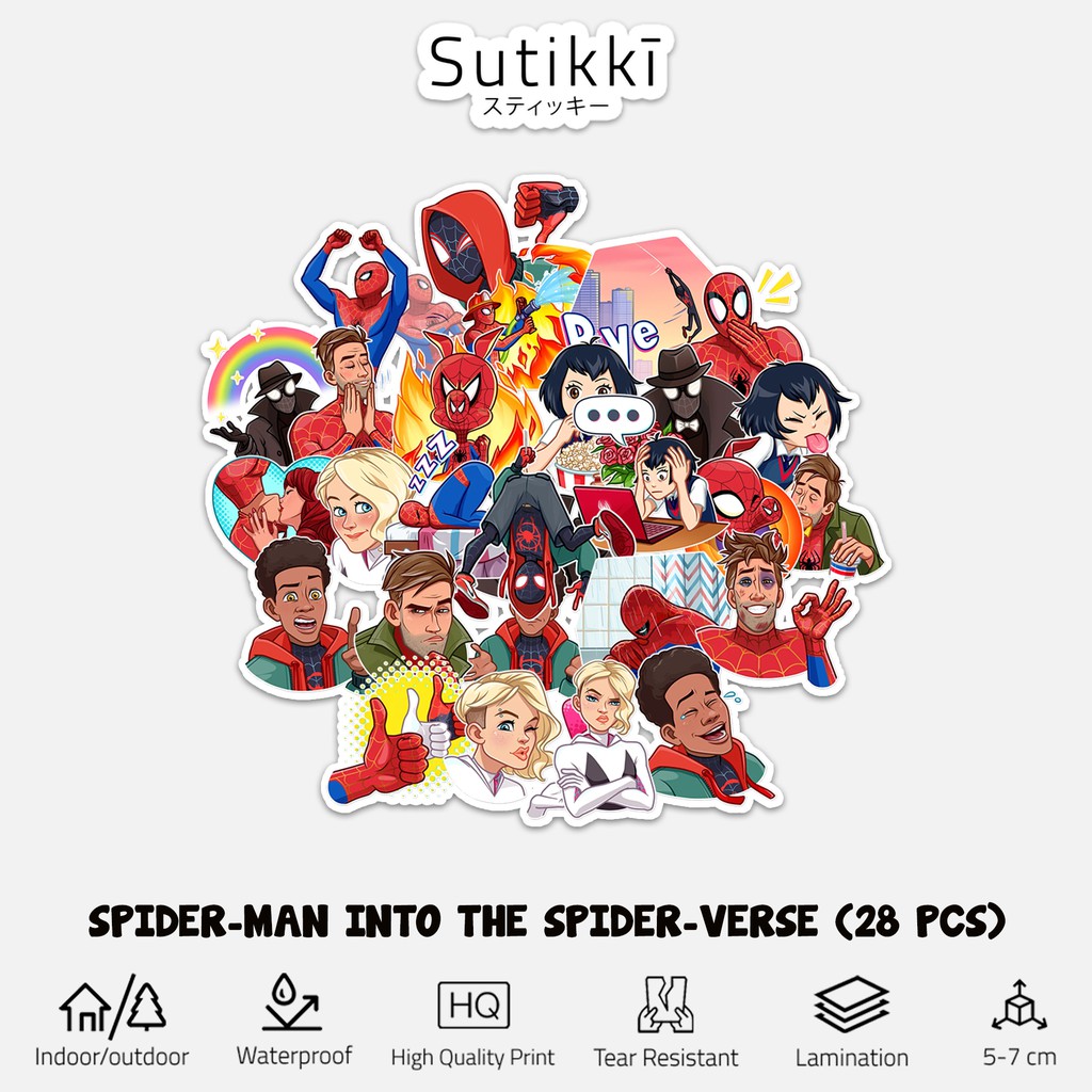 Sutikki | Sticker Spider-Man Spiderman Universe Verse Spider Verse Miles Stiker Laptop Vinyl Sepeda