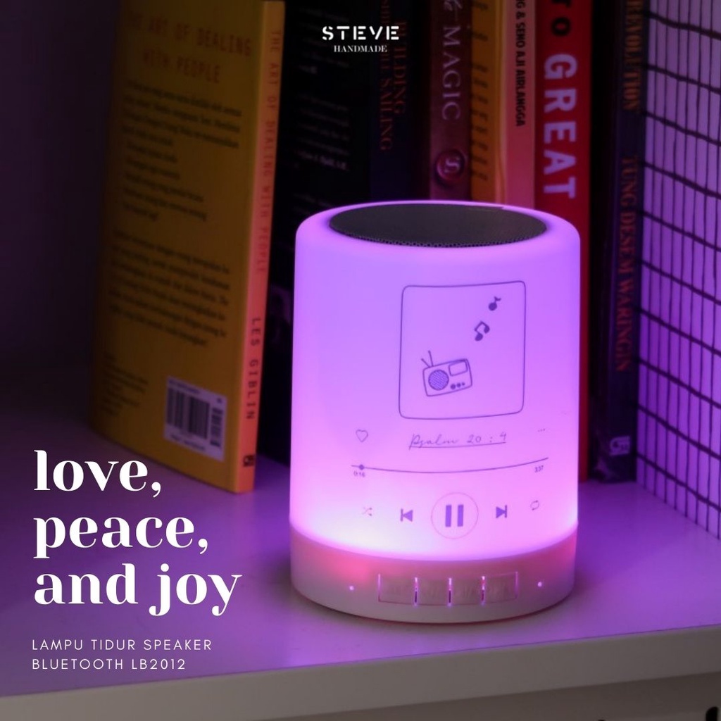 Lampu Tidur Bluetooth Speaker Smart LED LB2012 Custom Nama Anniversary Happy Birthday Steve Handmade