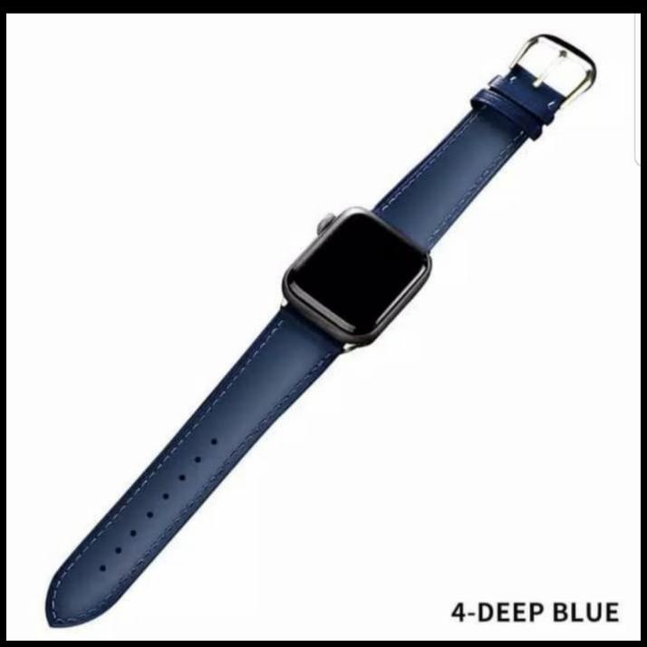 Get Apple Watch Series 6 Blue Leather Strap Images