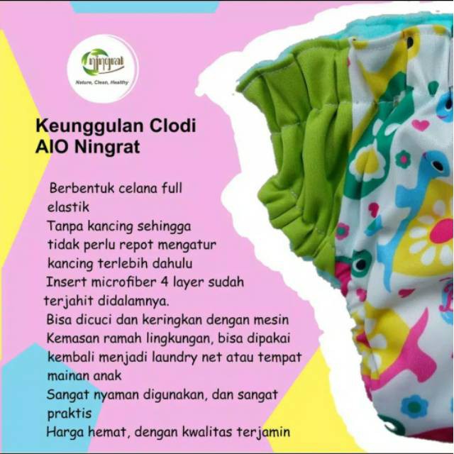 Clodi celana Ningrat AIO all in One Reguler 5-kg - 15kg jumbo hingga 25kg polos motif mudah dipakai langsung slup