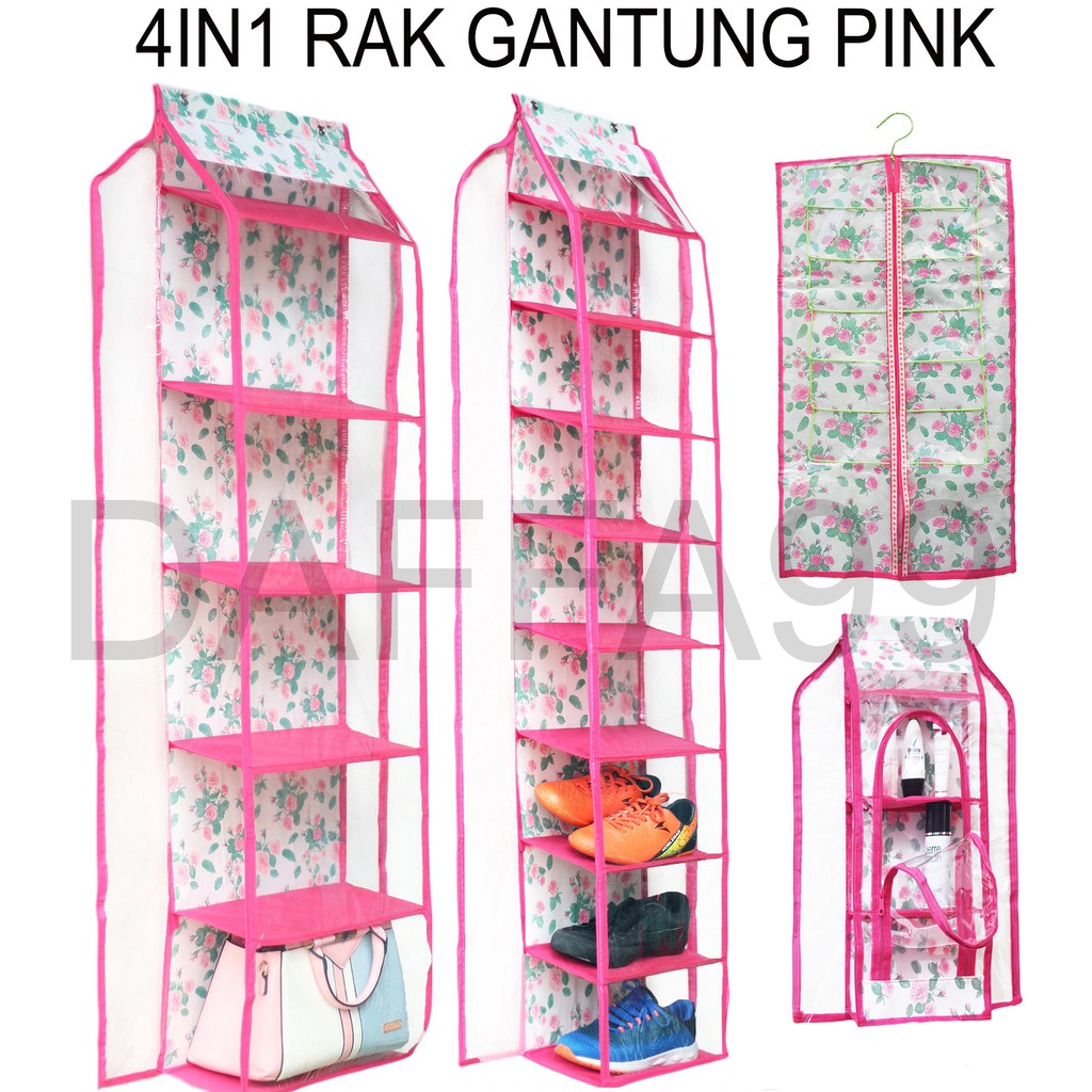 PROMO MURAH SET 4IN1 RAK GANTUNG MOTIF BUNGA (HBO+HSO+HJO+SERBAGUNA) KUALITAS TERBAIK