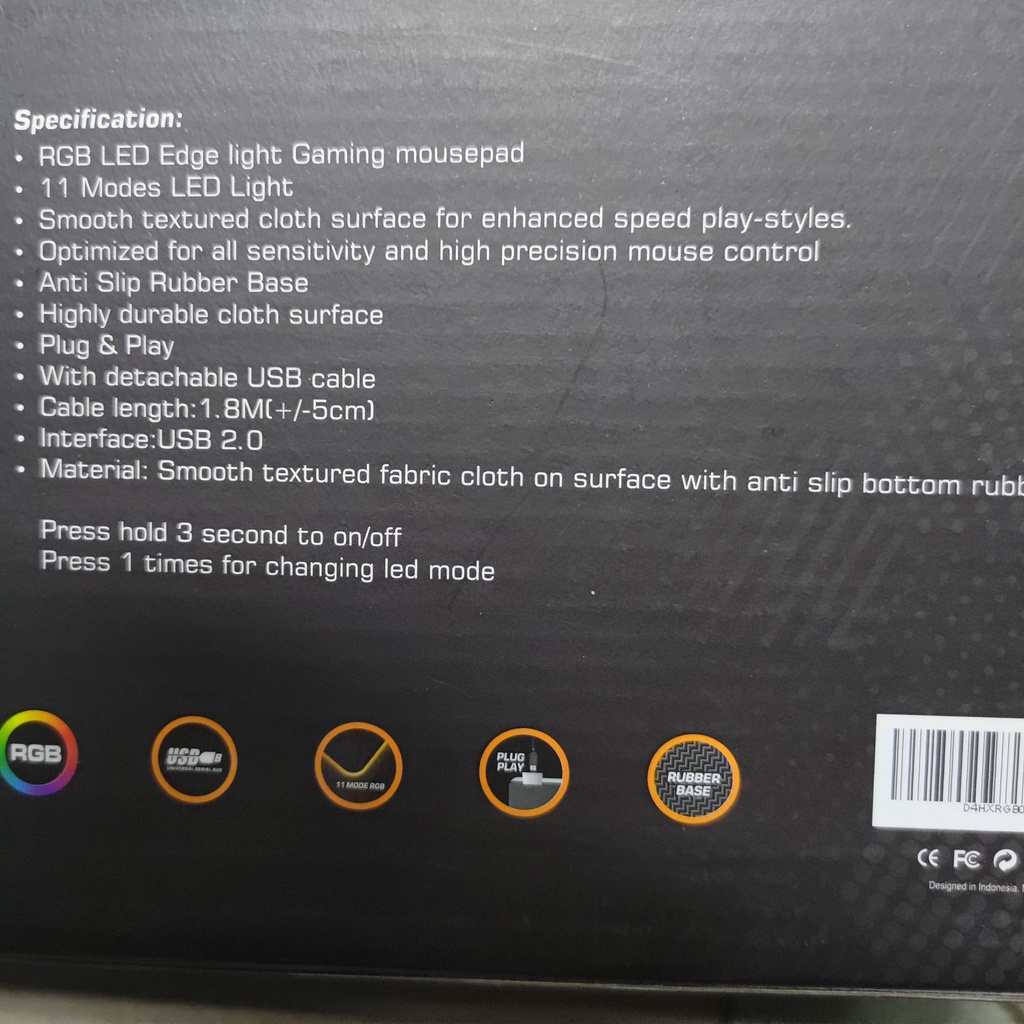 Mousepad Digital Alliance D4 Hexa RGB Gaming DA Mouse Pad Tatakan