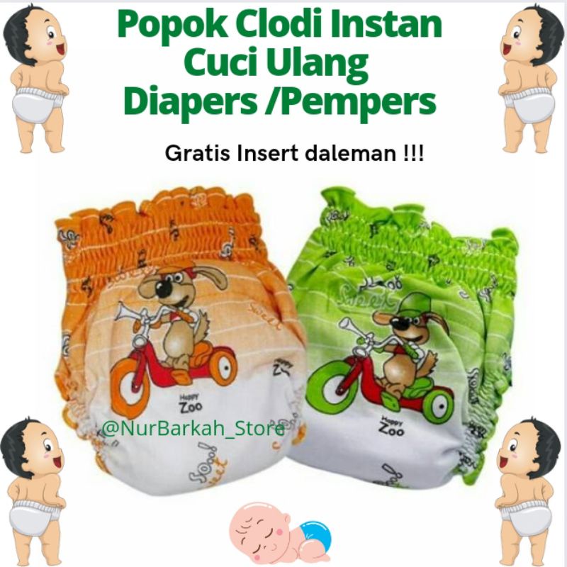 POPOK KAIN CLODI CELANA KARET GRATIS INSERT CUCI ULANG ANTI TEMBUS BEST SELLER MURAH ANAK LAKI2 & PE