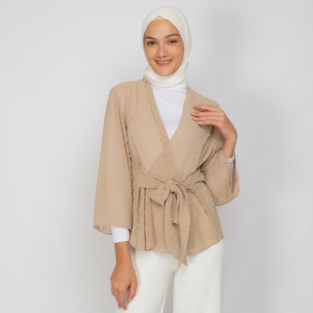 Emikoawa Clarabel Outer Tali Kimono Wanita Baju Lebaran