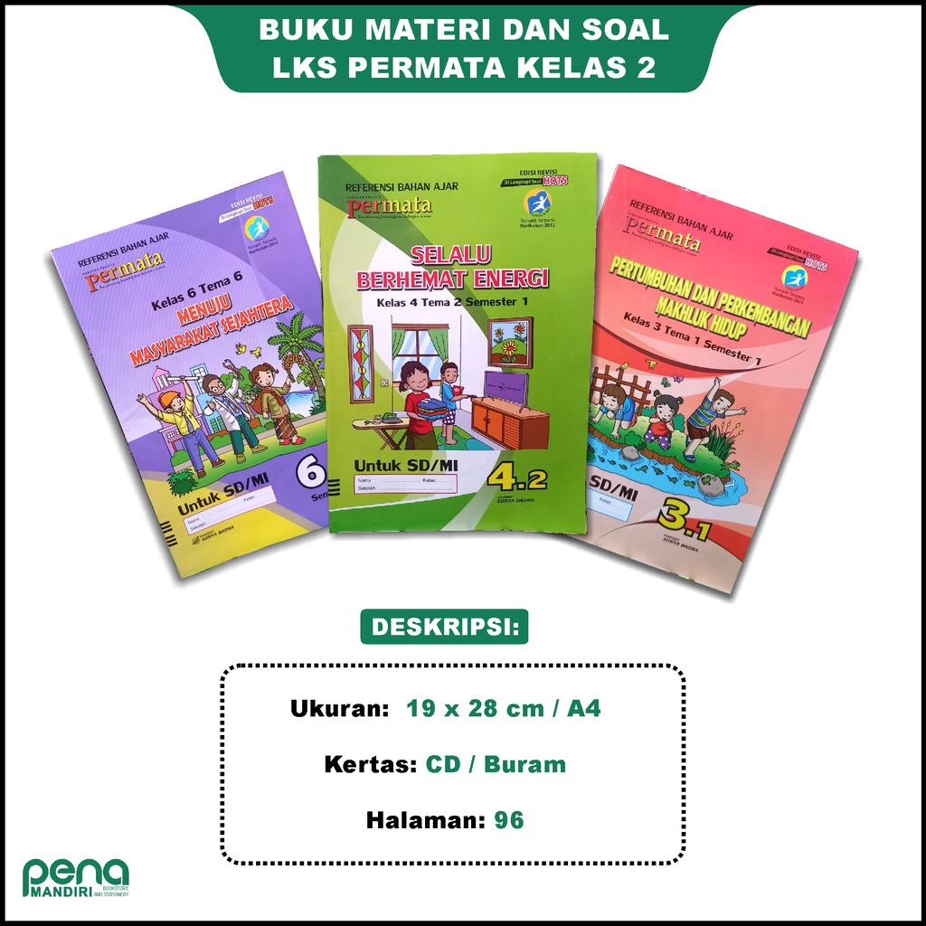 BUKU LKS PERMATA TEMATIK KELAS 2 SD TEMA 1 2 3 4 5 6 7 8 SEMESTER 1 DAN 2