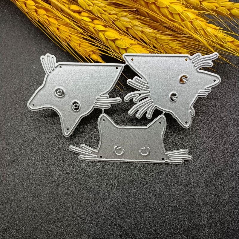 Cetakan Stensil Cutting Dies Motif Hewan Kucing Lucu Bahan Metal Untuk Scrapbook / Craft DIY / Embossing