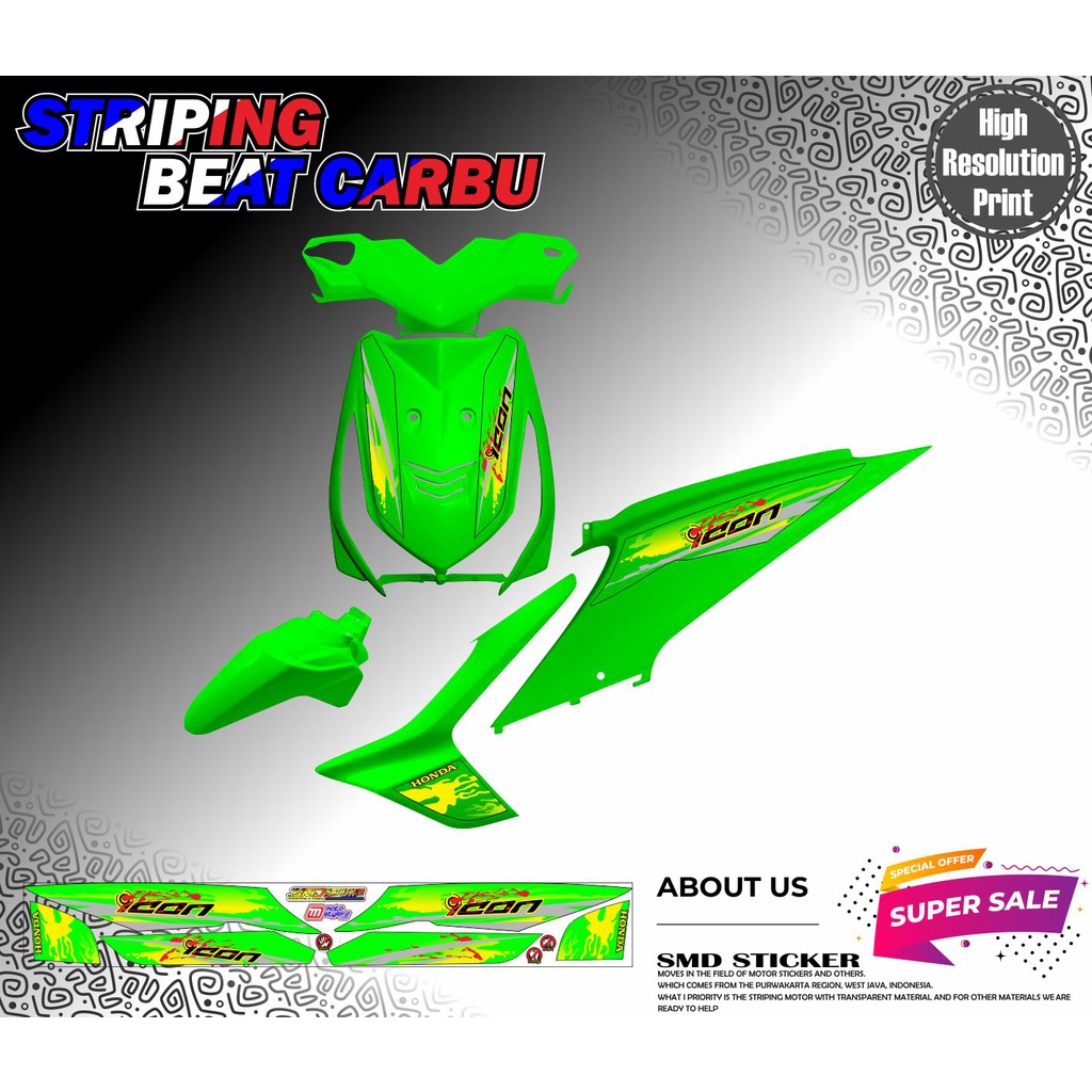 STICKER RACING VARIASI BEAT KARBU STRIPING MURAH STRIPING VARIASI BEAT KARBU