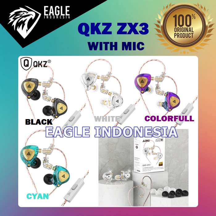 QKZ ZX3 IEM Stereo Noise Cancelling Earphone - WITH MIC