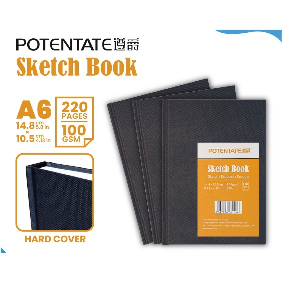 Buku Sketsa Potentate Hard Cover A6 Stitch Bound Sketchbook
