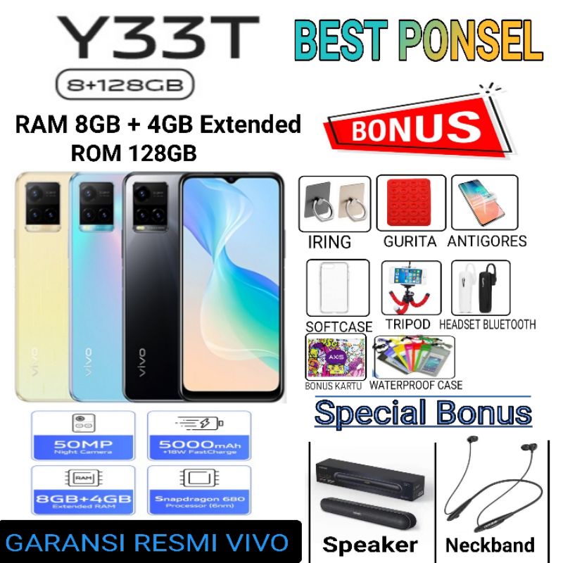 VIVO Y33T RAM 8/128 | y33t Ram 8/128 | Y21 4/64GB GARANSI RESMI VIVO INDONESIA