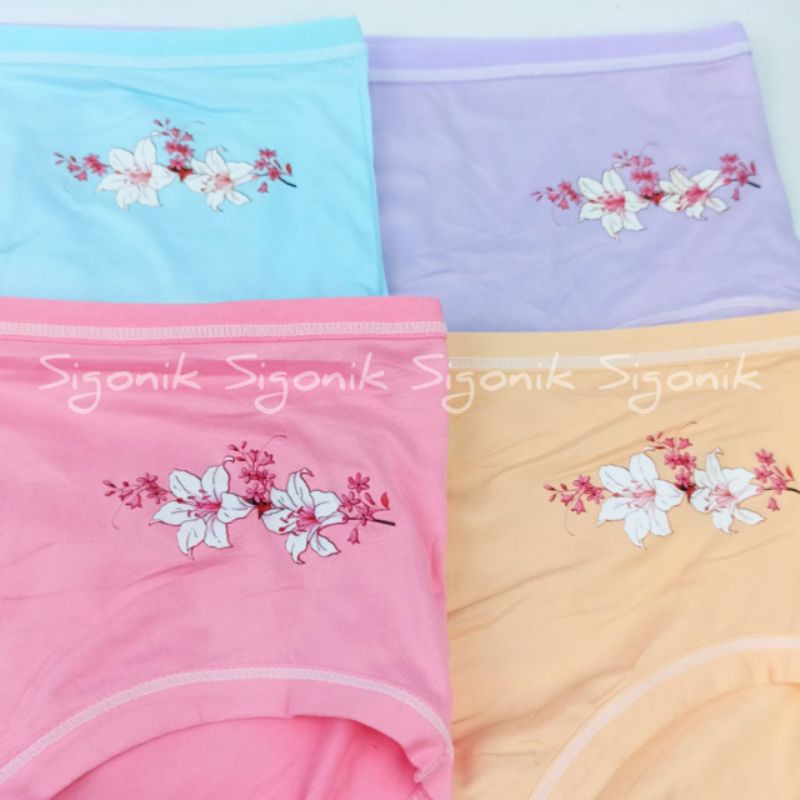 CD Celana Dalam Wanita Jumbo Super Soft Huayiting XXXXL 4XL 5L Kode 5081 Big Size Cewek Perempuan Lembut Melar Motif Bunga Warna Random Pakaian Dalaman Sigonik