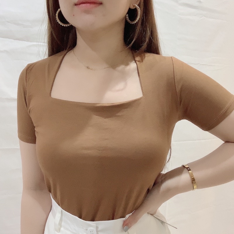 Premium SquareNeck Top | Front Double Layer | Blouse Polos Atasan Wanita | Maimon Grosir