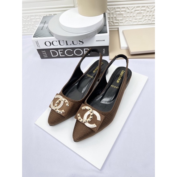 sepatu flat shoes wanita terbaru kekinian pesta LOUISDEAR sepatu 2 cm bahan satin B21