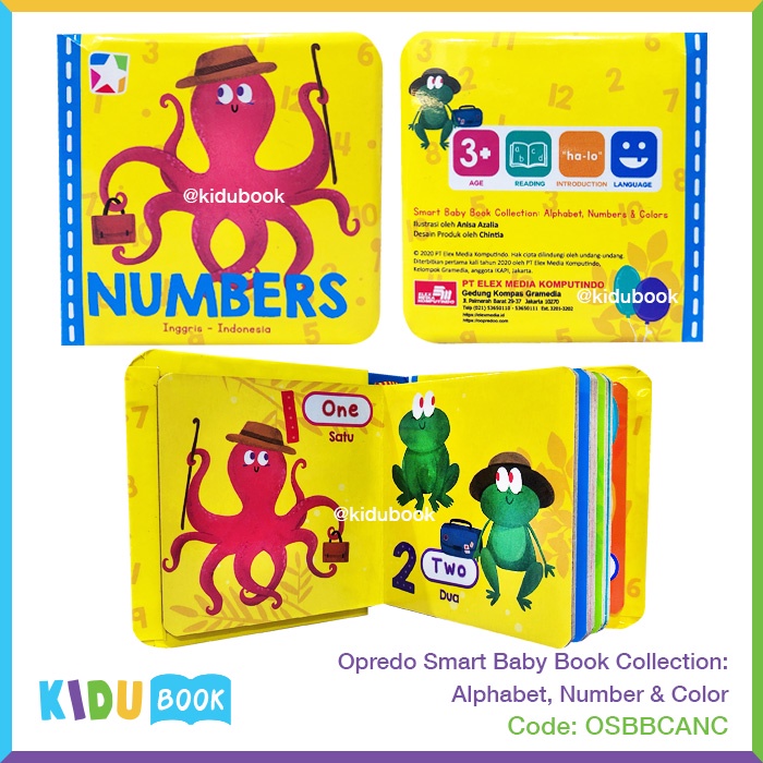 Buku Bayi dan Anak Belajar Mengenal Huruf, Angka dan Warna Opredo Smart Baby Book Collection: Alphabet, Number &amp; Color Kidu Baby