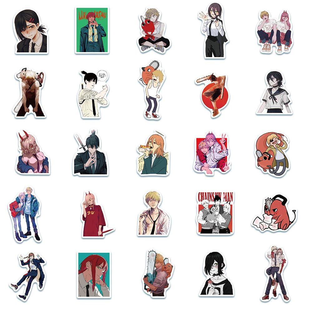 [Elegan] Stiker Anime Tahan Air Koper Bagasi Alat Tulis Stiker Ponsel Dekorasi Skateboard Chainsaw Man