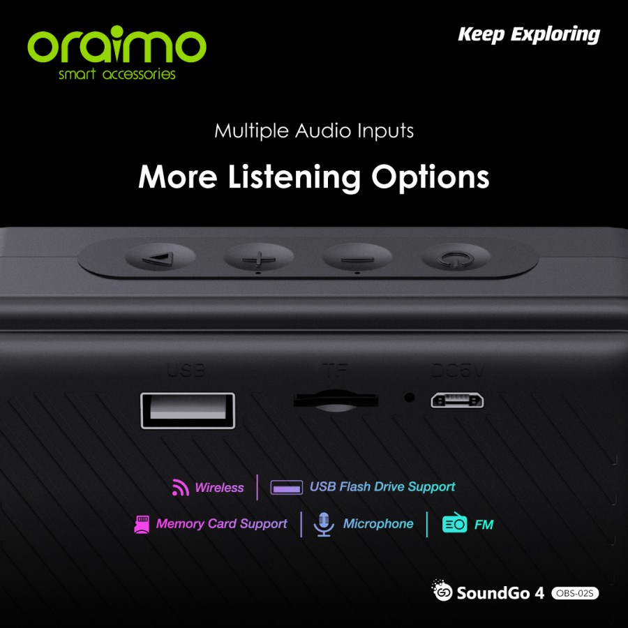 SPEAKER ORAIMO SOUND GO 4 OBS-02S WIRELESS PORTABLE MEMORY CARD SUPPORT