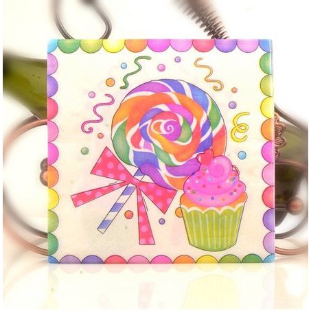 Decoupage Napkin - Tissue Decoupage 2Ply KC - Cupcake and Lollipop