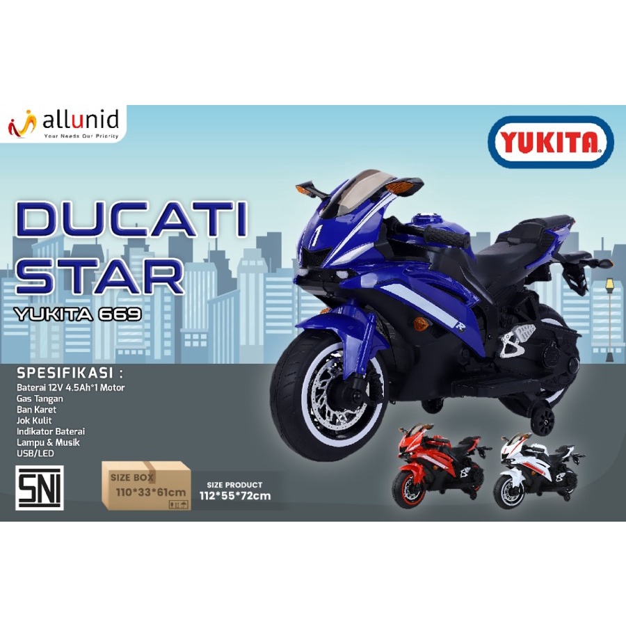 Mainan Anak MOTOR AKI Ducati Star - YUKITA 669 Maenan Motoran balap
