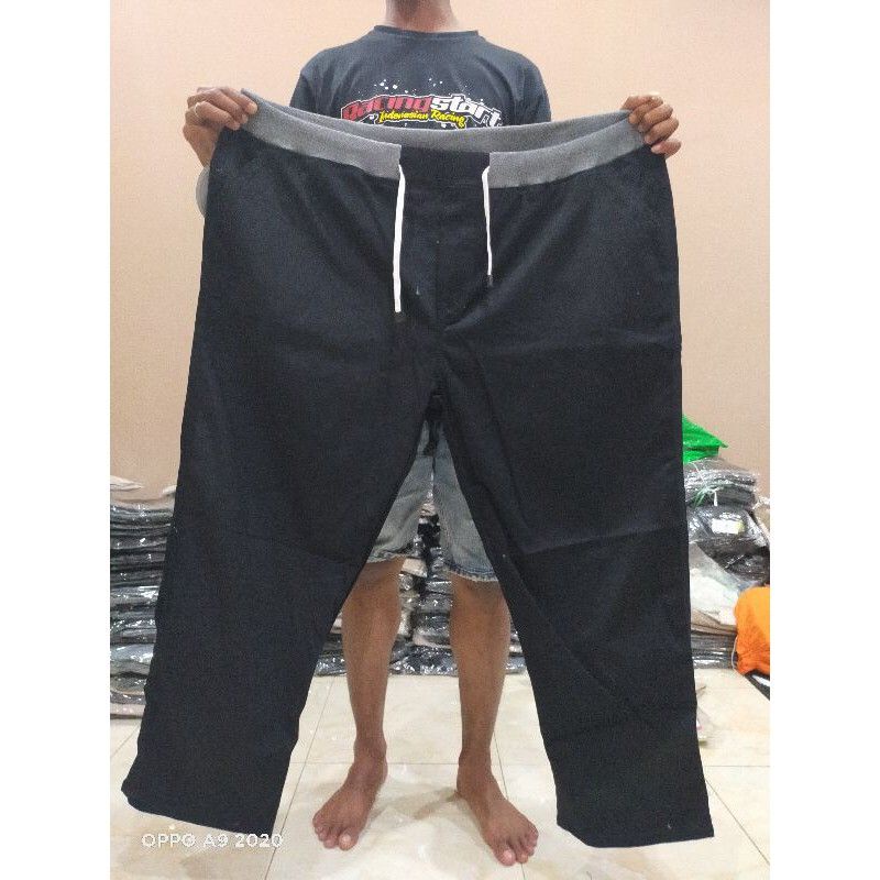 BIG SIZE 40-50 CELANA CHINOS COWOK PANJANG KARET PINGGANG RIP KOLOR