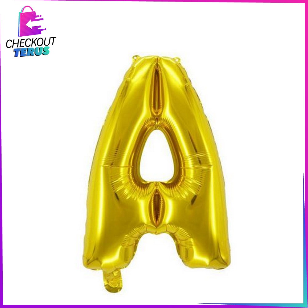 CT C390 Balon Foil Huruf Gold A-Z Balon Foil Angka 0-9 Ballon Foil Abjad Alphabet Angka Polos Baloon Huruf Dan Angka Perlengkapan Ulang Tahun  Balon Foil Gold