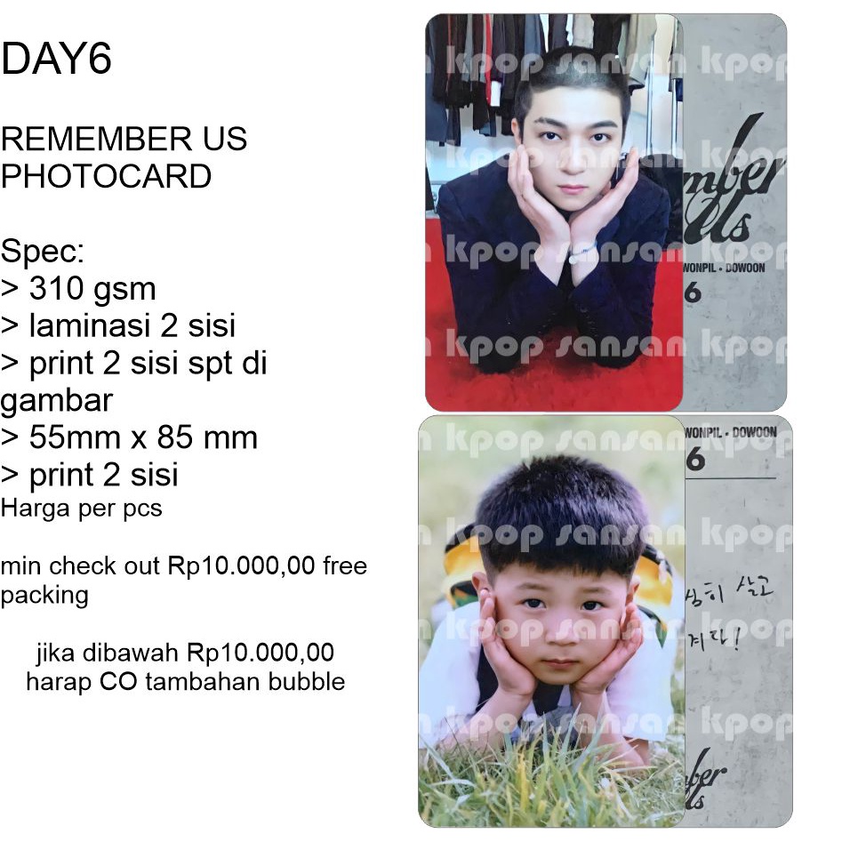 DAY6 REMEMBER US PHOTO CARD UNOFFICIAL