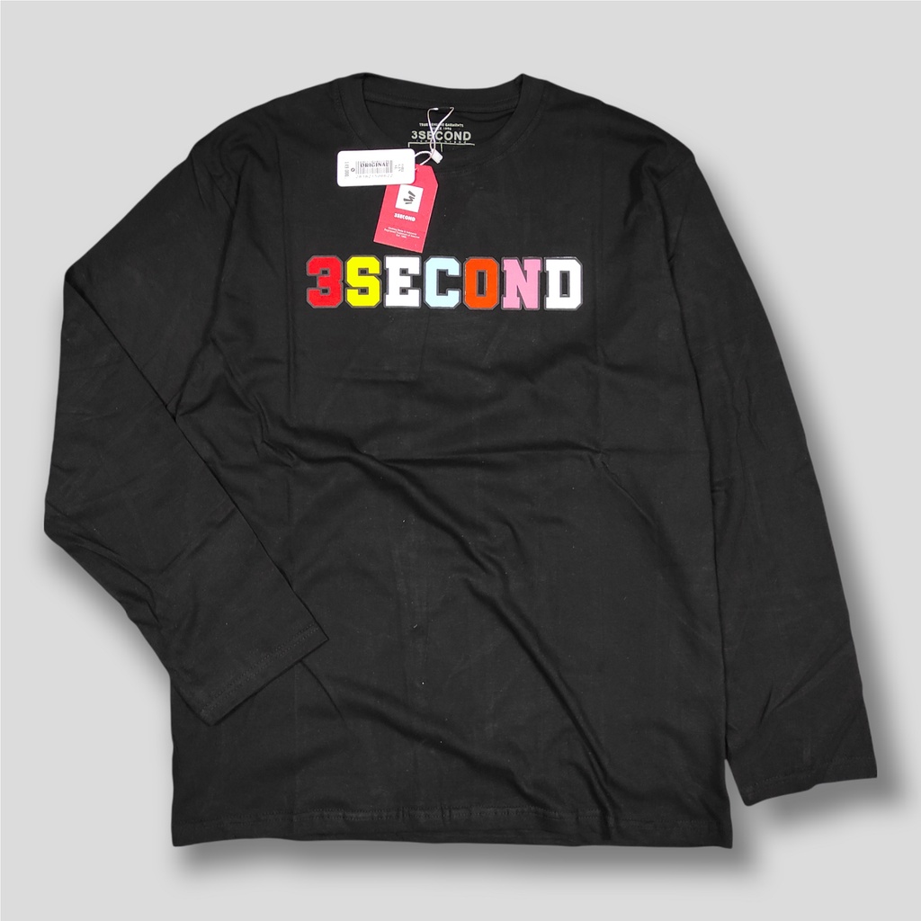 KAOS 3SECOND BAHAN COTTON COMBAD 24S SIZE M L & XL THREESECOND LENGAN PANJANG BISA CEWEK COWOK MOTIF