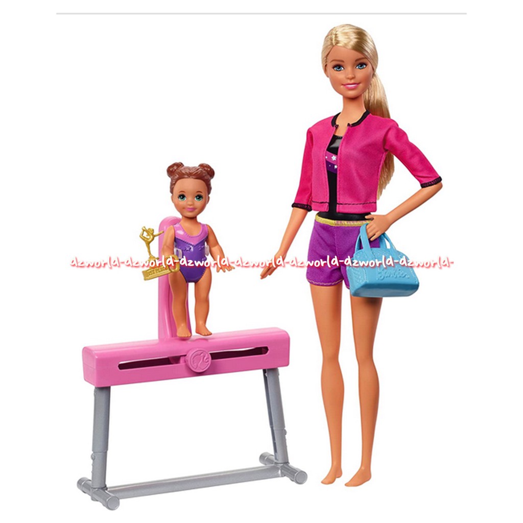 Barbie Gymnastics Coach Mainan Boneka Berbi Dengan Anak Pelatih Gym